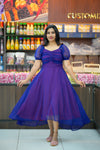 Royal Blue Puff Sleeve Flared Western Dress