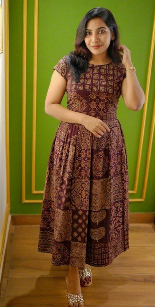 100% Cotton Printed Crop Top & Midi Skirt Set