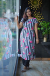 Elegant Floral Print Striped Georgette Kurti And Pant