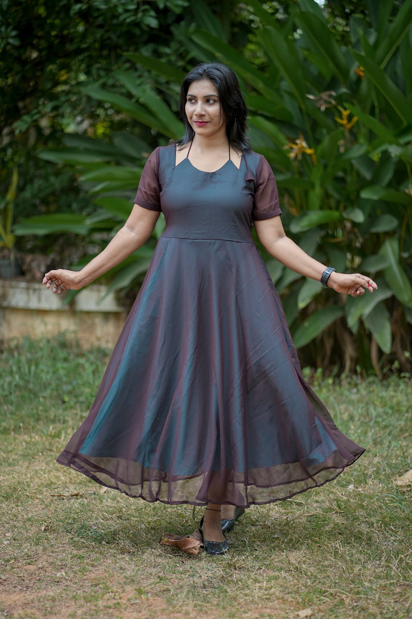 Georgette and Crape Designer Umbrella Frock