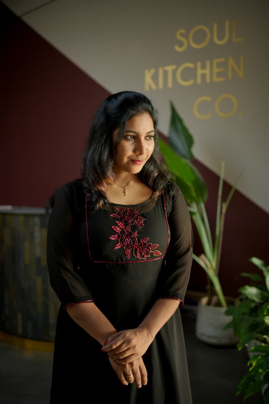 Georgette Hand worked Umbrella Top