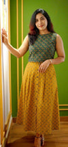 Ethnic Print Cotton Midi Skirt & Top