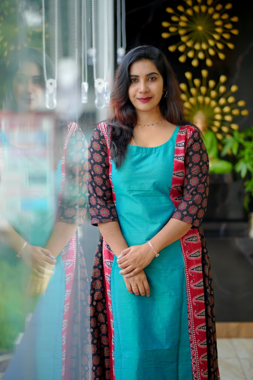 Vibrant A-Line Kurta with Contrasting Side Panels