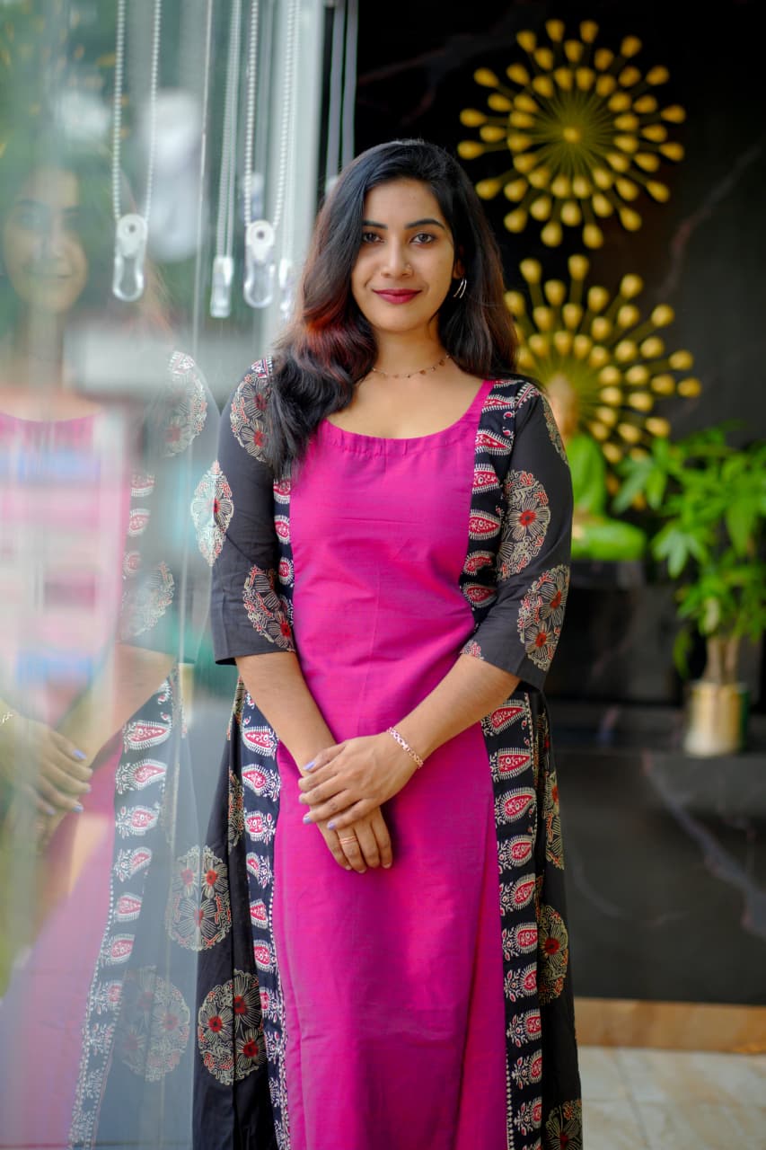 Vibrant A-Line Kurta with Contrasting Side Panels