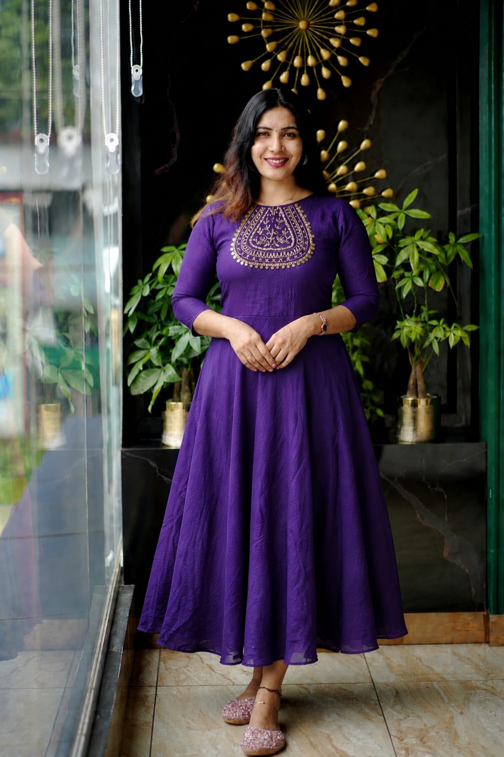 Aura Designer Handwork Silk Flared Frock