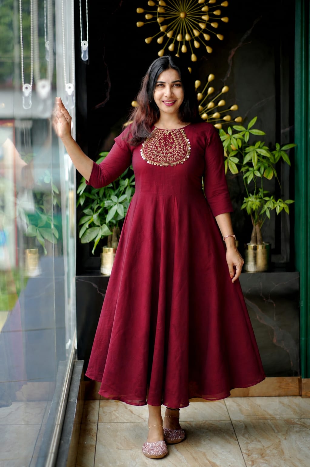 Aura Designer Handwork Silk Flared Frock