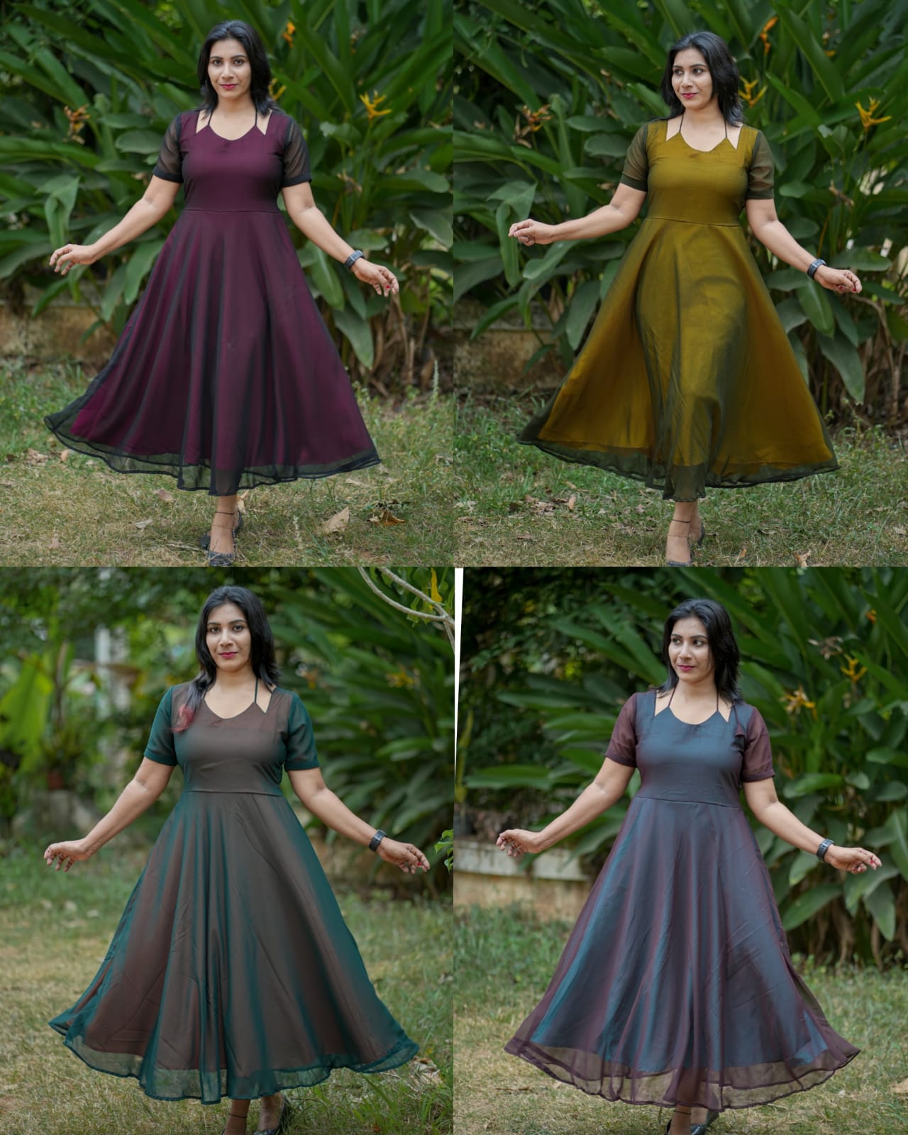 Georgette and Crape Designer Umbrella Frock