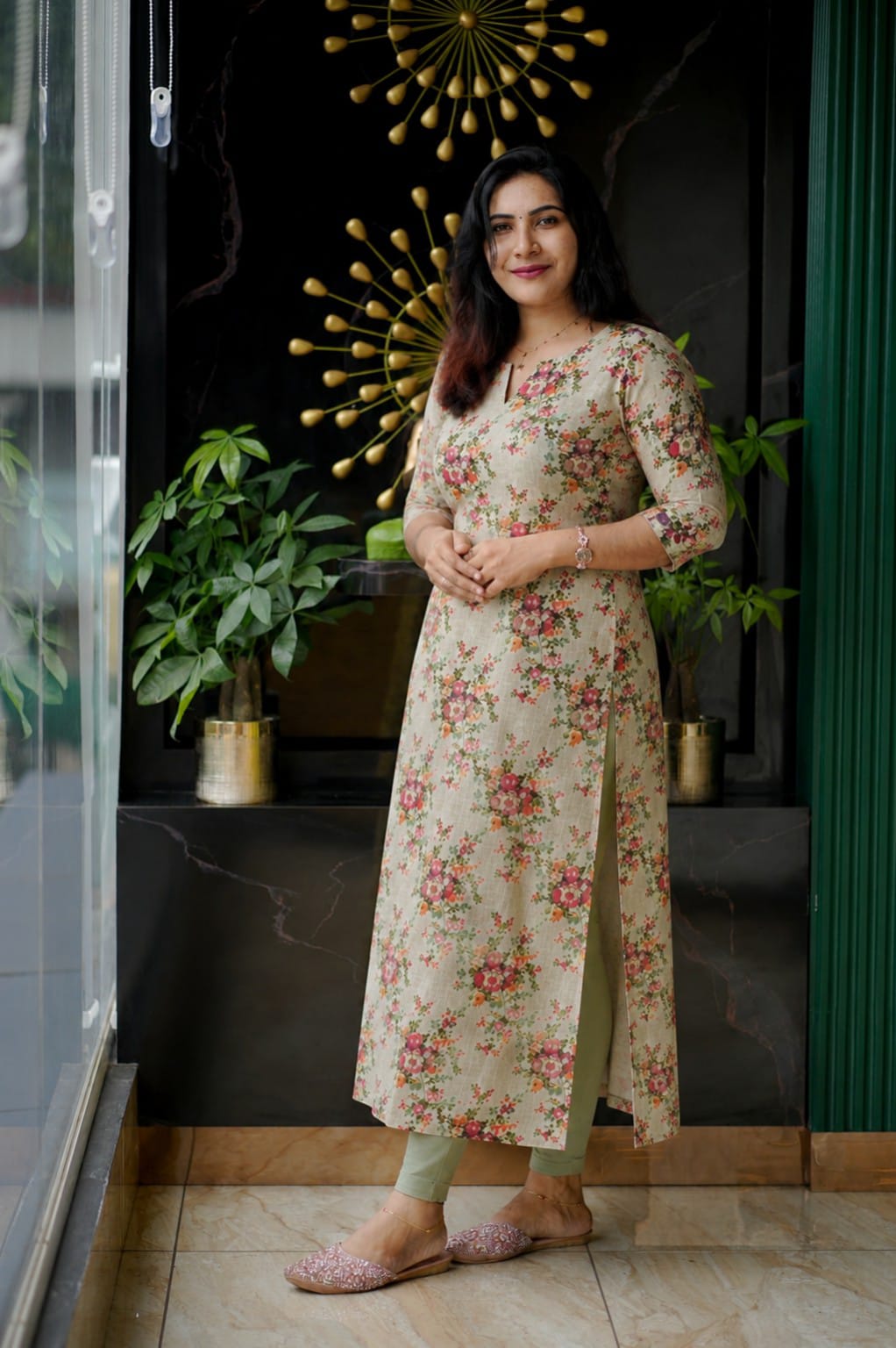 GOLDEN TISSUE KURTI