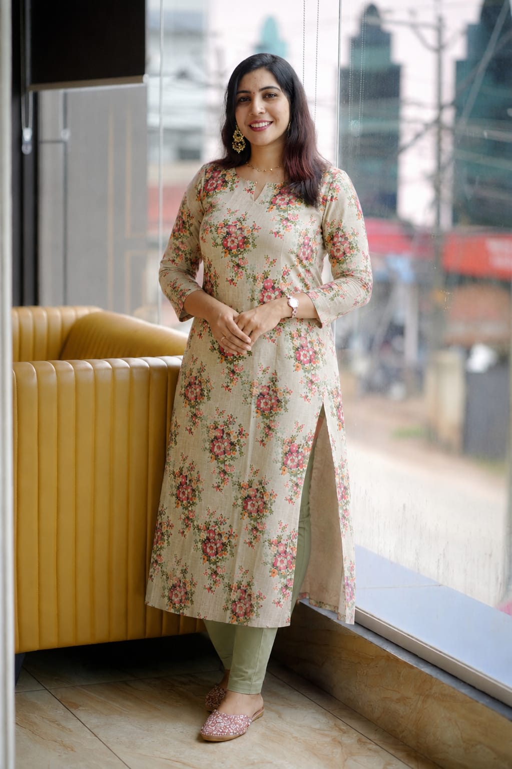 GOLDEN TISSUE KURTI