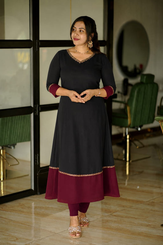Graceful V-Spliced Flair A-Line Dress