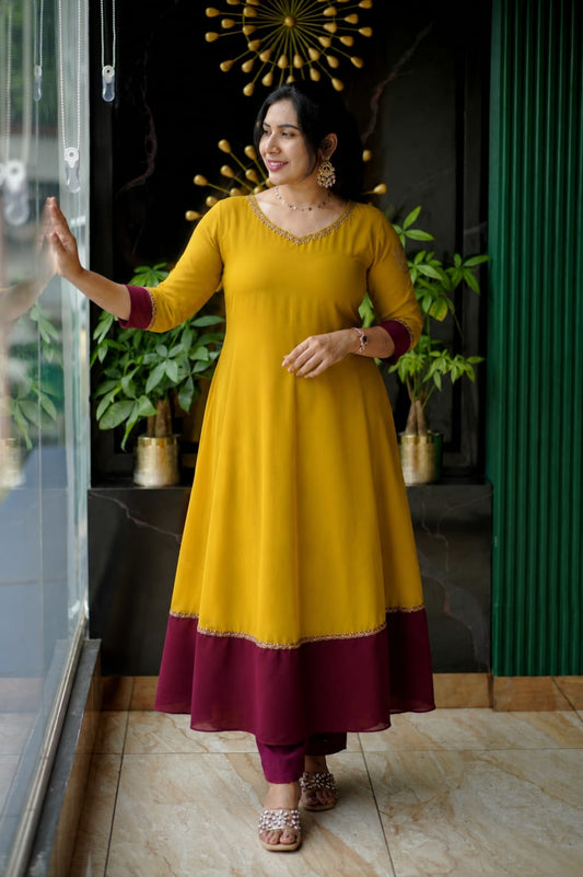 Graceful V-Spliced Flair A-Line Dress