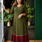 Graceful V-Spliced Flair A-Line Dress