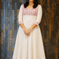 Ethereal White & Pink Floral Hakoba Flared Anarkali