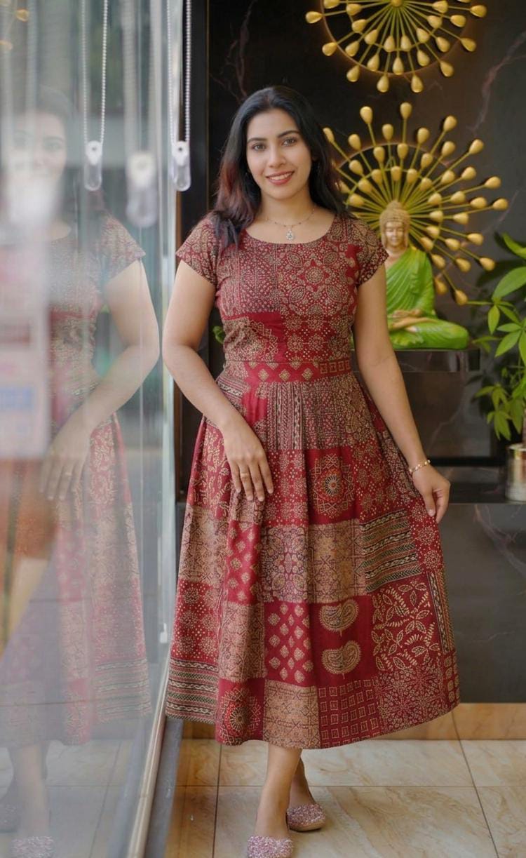 100% Cotton Printed Crop Top & Midi Skirt Set