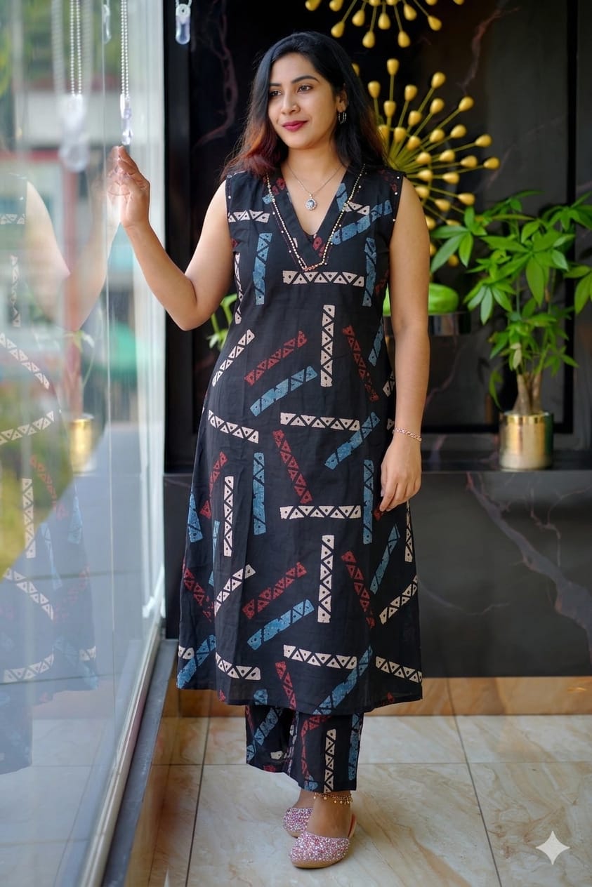 Simple & Stylish Cotton Sleeveless Kurta Set (With Inside Sleeves)