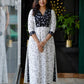 Elegant Black and White Printed Pure Cotton Straight Kurti with Matching Pants Set