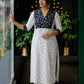 Elegant Black and White Printed Pure Cotton Straight Kurti with Matching Pants Set