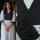 Elegant Black and White Printed Pure Cotton Straight Kurti with Matching Pants Set