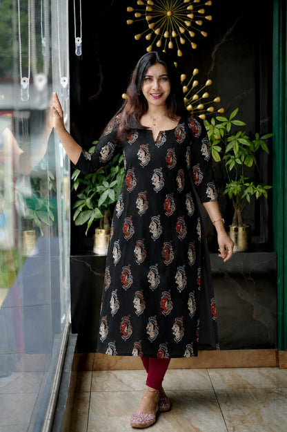 Traditional Kalamkari Inspired Straight Cotton Kurta