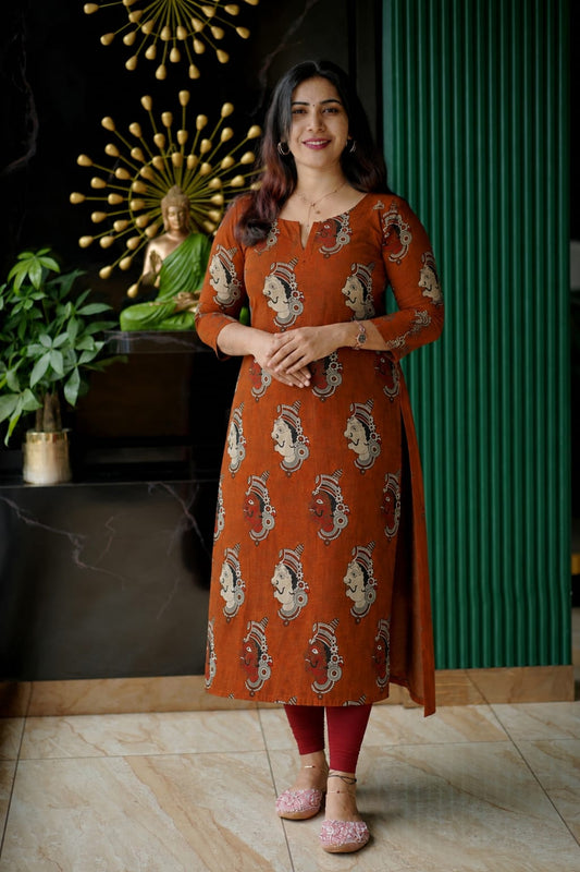 Traditional Kalamkari Inspired Straight Cotton Kurta