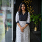 Elegant Black and White Printed Pure Cotton Straight Kurti with Matching Pants Set