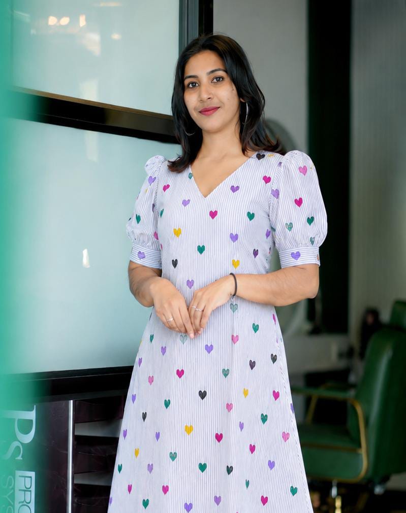 Kaanthari Mix Heart-Print Cotton Frock