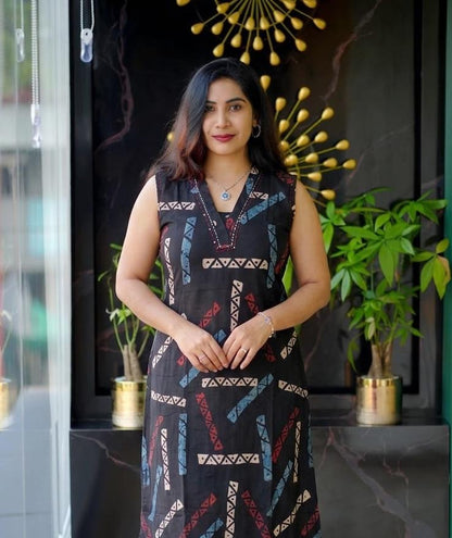Simple & Stylish Cotton Sleeveless Kurta Set (With Inside Sleeves)