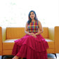 Multi-Color Checked Crop Top and Ruffle Tiered Long Skirt
