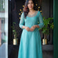 Premium Georgette Butta A-Line Kurti with Elegant Handwork Neckline