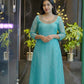 Premium Georgette Butta A-Line Kurti with Elegant Handwork Neckline