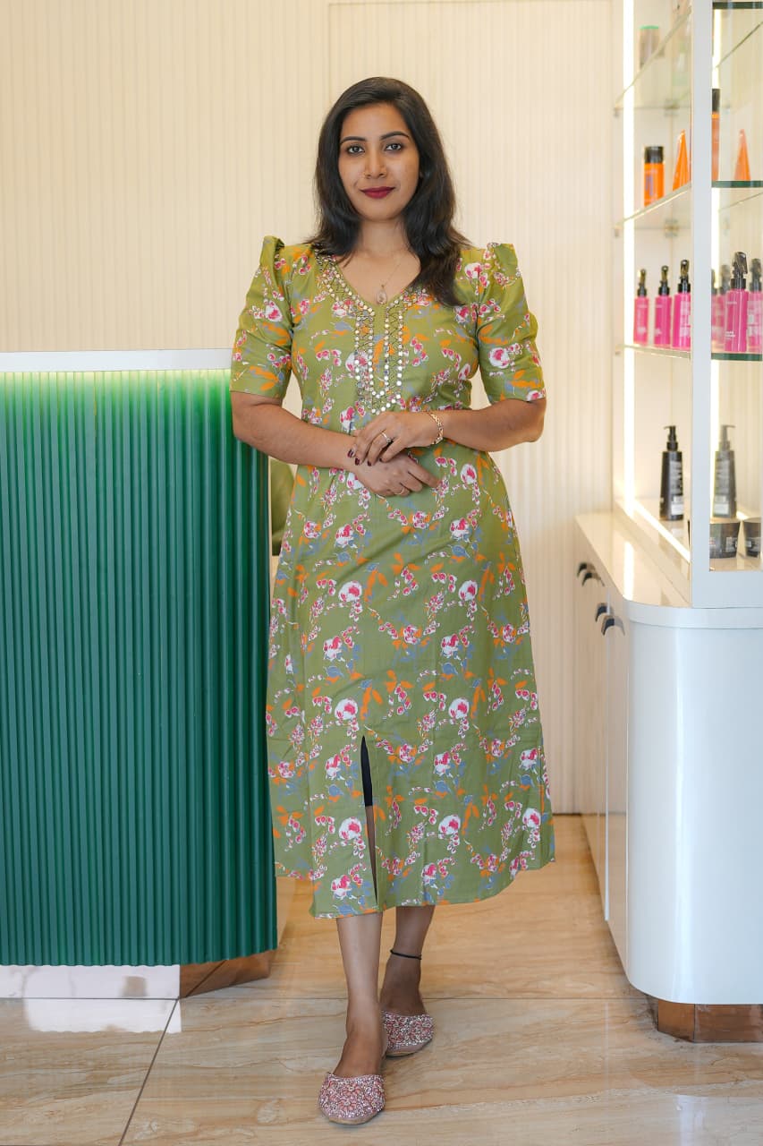 Corron A-line Frock with Hand Work