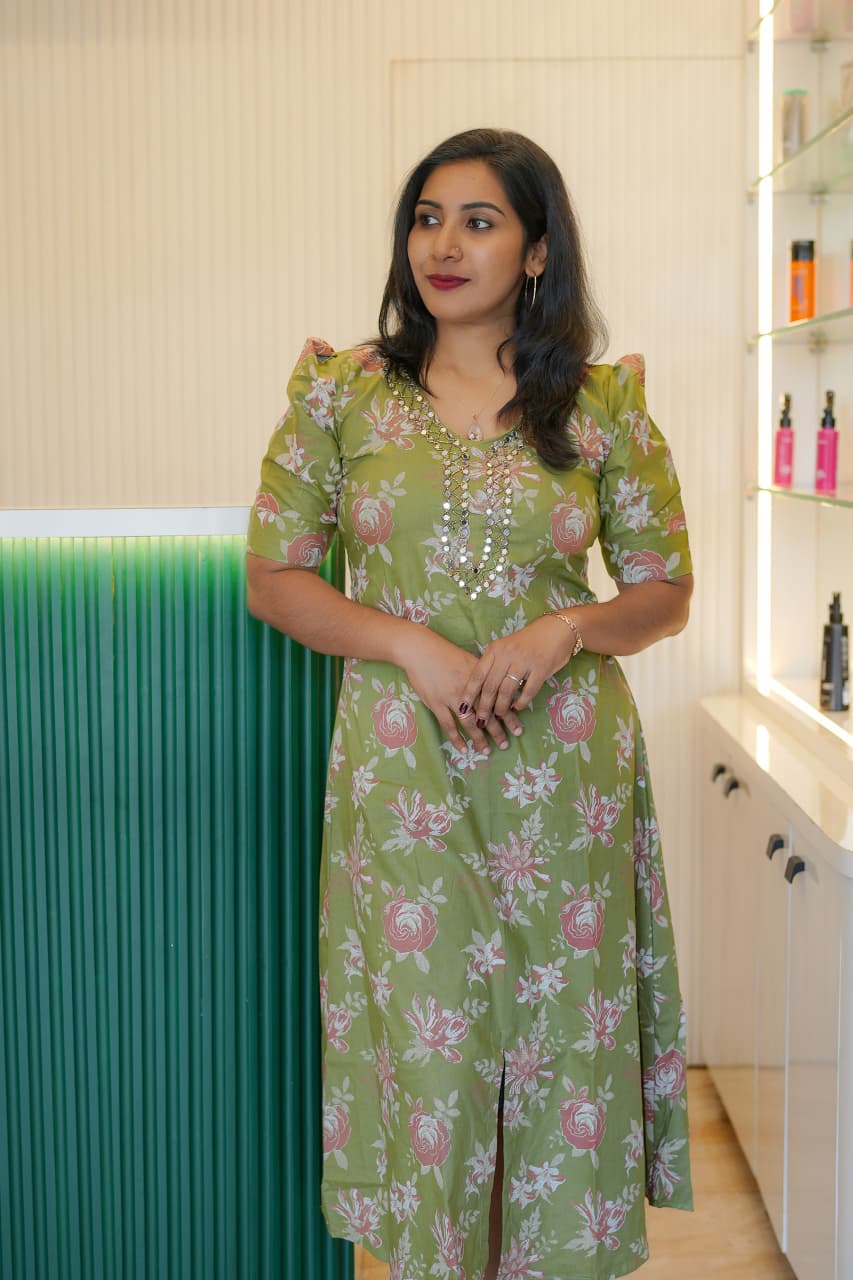 Corron A-line Frock with Hand Work