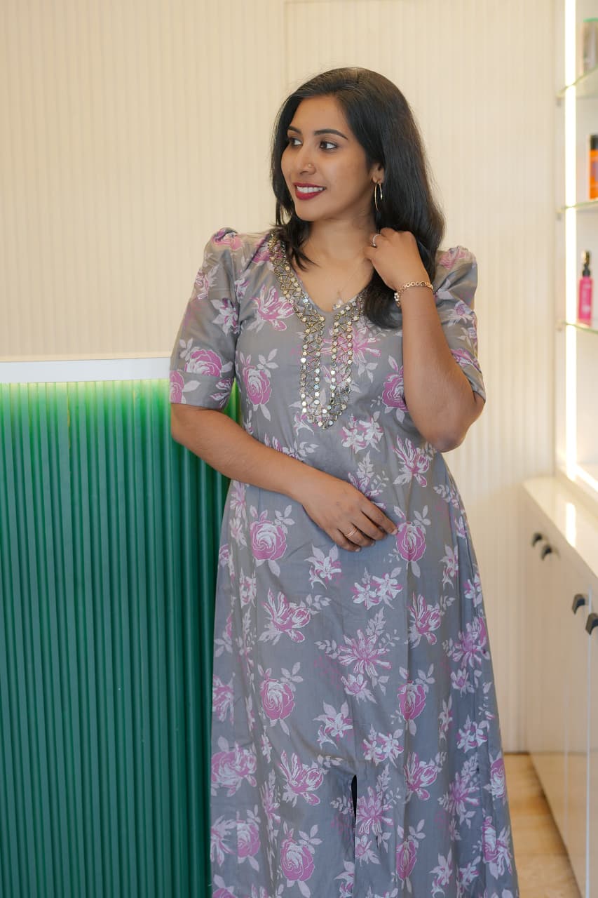 Corron A-line Frock with Hand Work