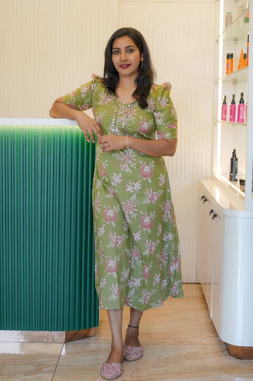 Corron A-line Frock with Hand Work