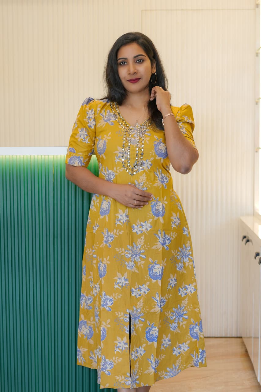 Corron A-line Frock with Hand Work