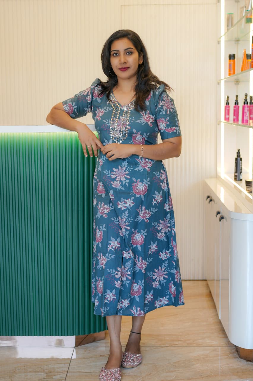 Corron A-line Frock with Hand Work