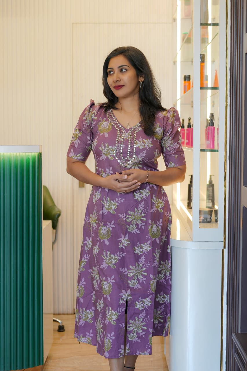 Corron A-line Frock with Hand Work