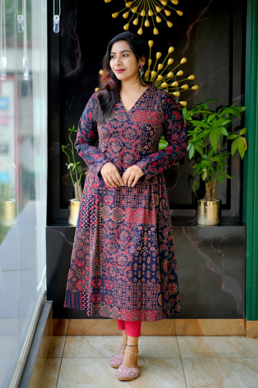 Elegant Cotton Printed Anarkali Kurta