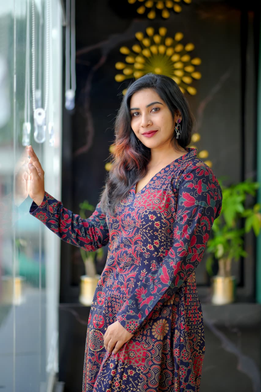 Elegant Cotton Printed Anarkali Kurta