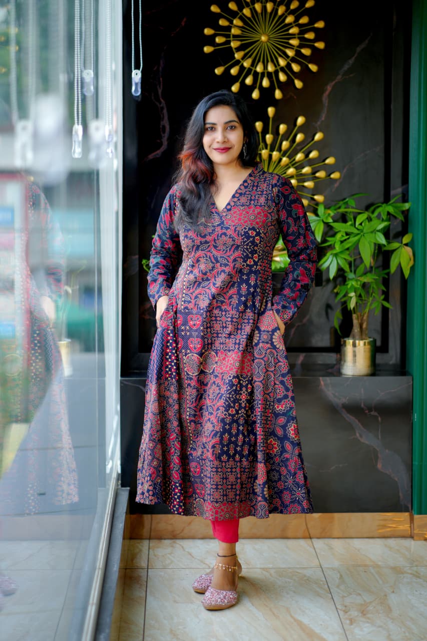 Elegant Cotton Printed Anarkali Kurta
