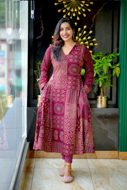 Elegant Cotton Printed Anarkali Kurta