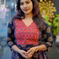 Ethnic Elegance Flared Kurti with Intricate Embroidered Yoke