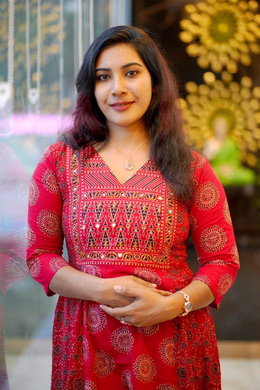 Ethnic Elegance Flared Kurti with Intricate Embroidered Yoke