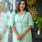 Elegant Mesh-Style Long Shirt with Printed Inner
