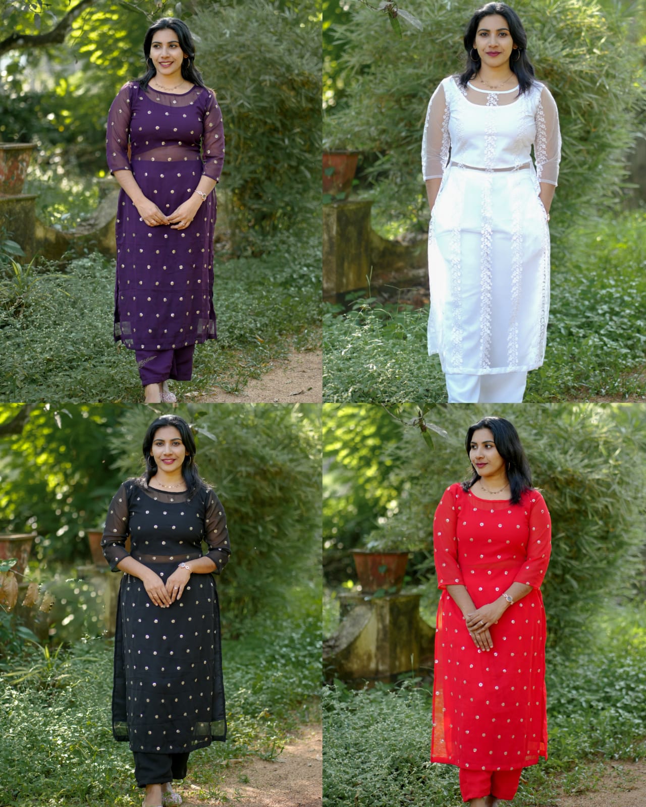 Georgette Slitted Kurti 2 piece Set