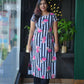 Elegant Floral Print Striped Georgette Kurti And Pant