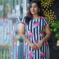 Elegant Floral Print Striped Georgette Kurti And Pant