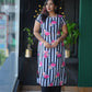 Elegant Floral Print Striped Georgette Kurti And Pant