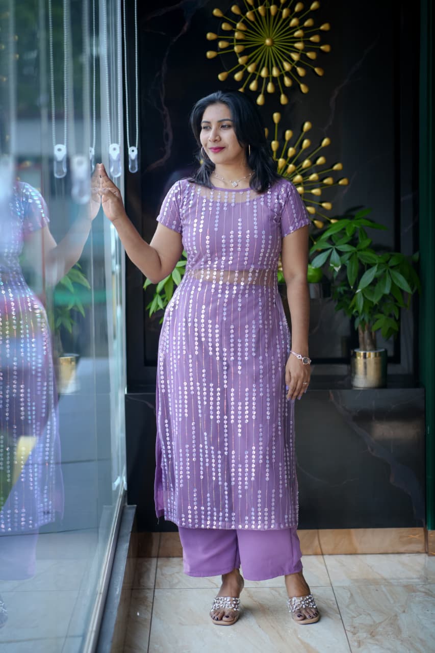 Georgette Slitted Kurti 2 Piece Set