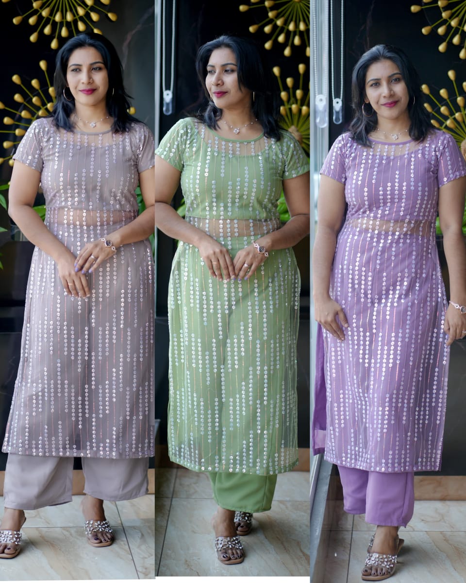 Georgette Slitted Kurti 2 Piece Set